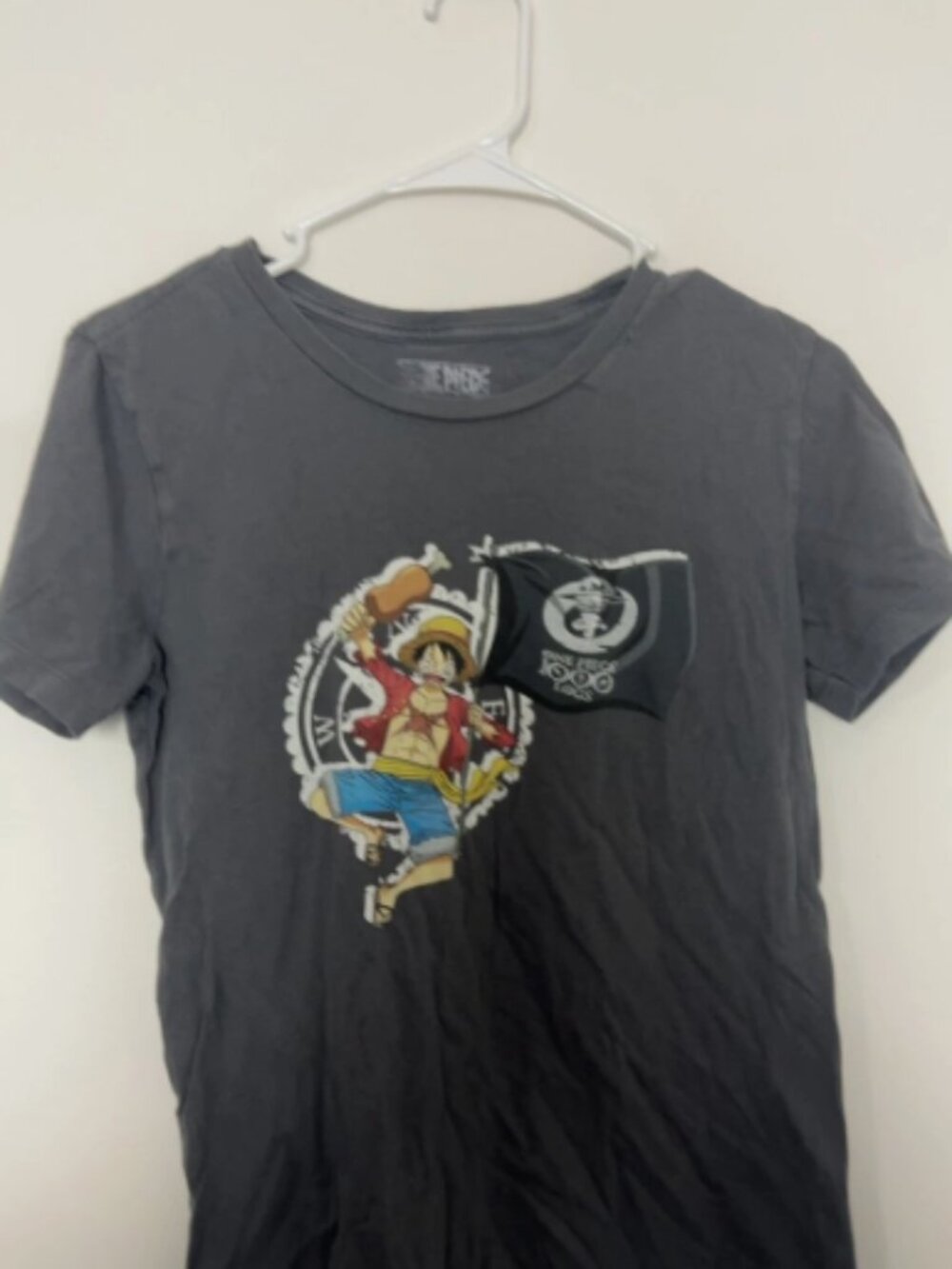 One Piece T-Shirt Luffy Flag Shueisha Toei Animation Gray Size Small Anime